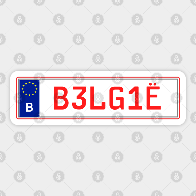 Belgium car license plate Belgium Sticker TeePublic